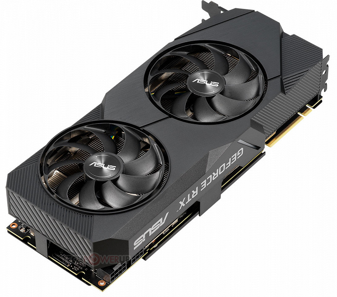Концы лопастей вентиляторов системы охлаждения 3D-карты Asus GeForce RTX 2080 Dual EVO соединены в кольцо