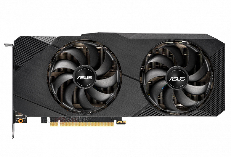Концы лопастей вентиляторов системы охлаждения 3D-карты Asus GeForce RTX 2080 Dual EVO соединены в кольцо
