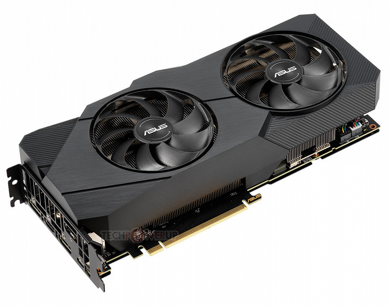 Концы лопастей вентиляторов системы охлаждения 3D-карты Asus GeForce RTX 2080 Dual EVO соединены в кольцо